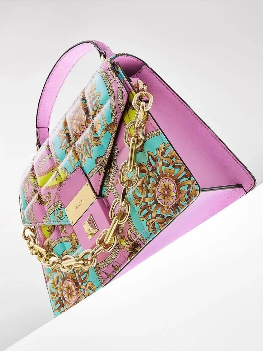 NWOT Pastel Floral Chain-Accent Top Handle Kamelia Bag by ALDO